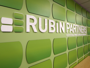 Rubin Partners – Office Reception feature wall concept & design